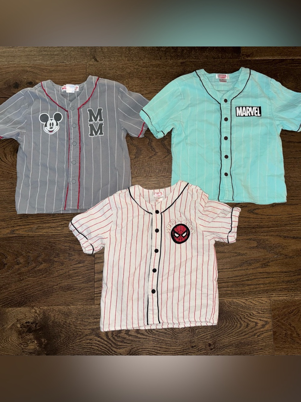 Marvel Kids' Teal Button-Up Jersey Top Bundle Size 2T